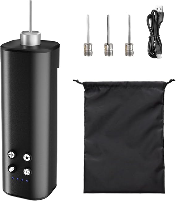 Ball Pump Electric Cordless Basketball Pump Kit - Portable Air Pump for Sports Balls, Football Volleyball Rugby Ball Inflator - Compact Car Tire Pump with Rechargeable Battery & Fast Inflation