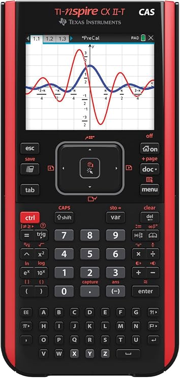 Texas Instruments TI-Nspire CX II-T CAS chart calculator (800 functions, color display, 3D display) black red