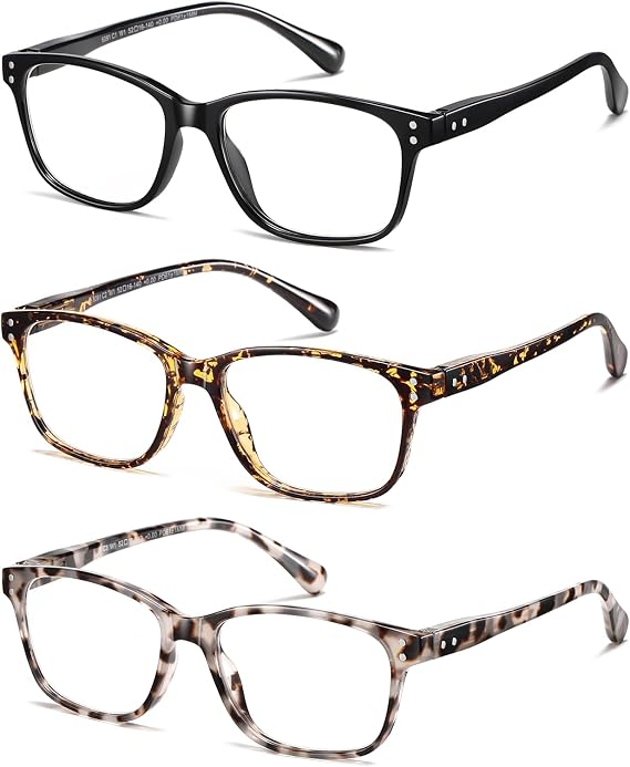 LKEYE Reading Glasses For Women Blue Light Blocking Square Computer Reader Stylish Unbreakable Large Eyewear LK6078