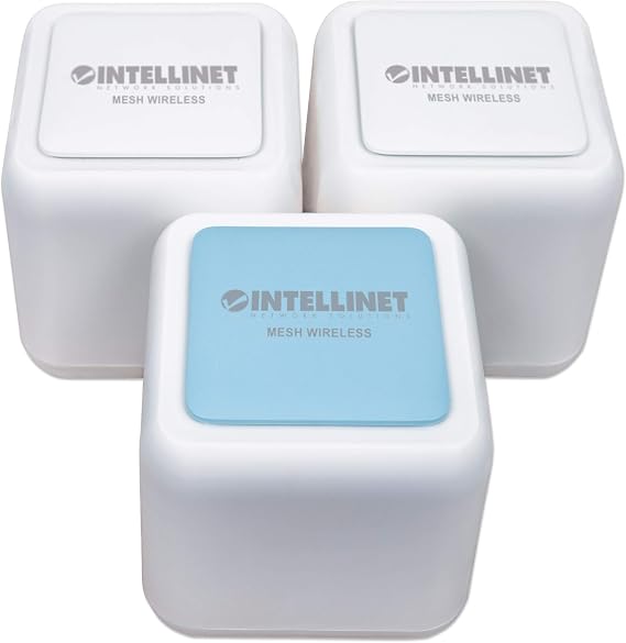 Intellinet Network Solutions Mesh Wireless Internet Kit - Includes 1 Router & 2 Extenders - Covers up to 4,500 Sq.Ft. with 2.4 & 5GHz Bands, Optional Guest Network with Touch & Connect Internet Access