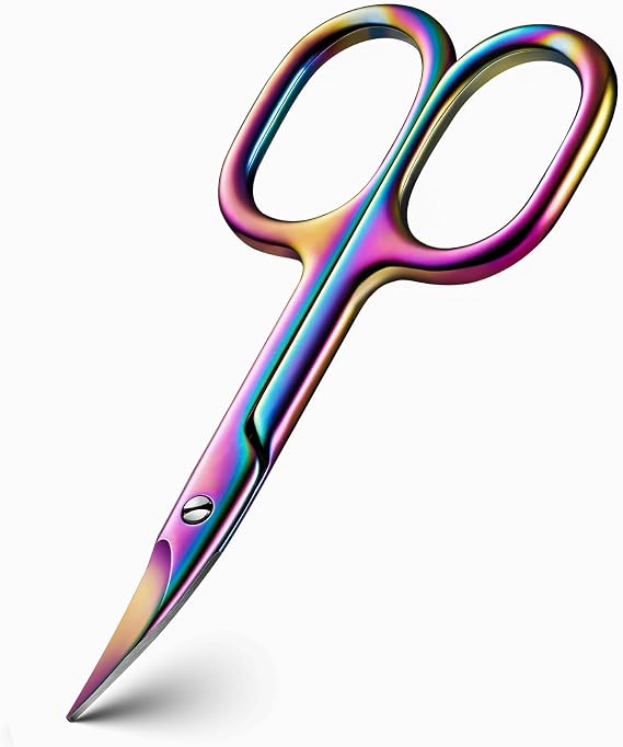 BEZOX Curved Nail Scissors Fingernail Toenail Scissor for Women, Small Manicure Scissors for Thick Nails, Ultra-Sharp Curved Blades for Precision Grooming - Rainbow