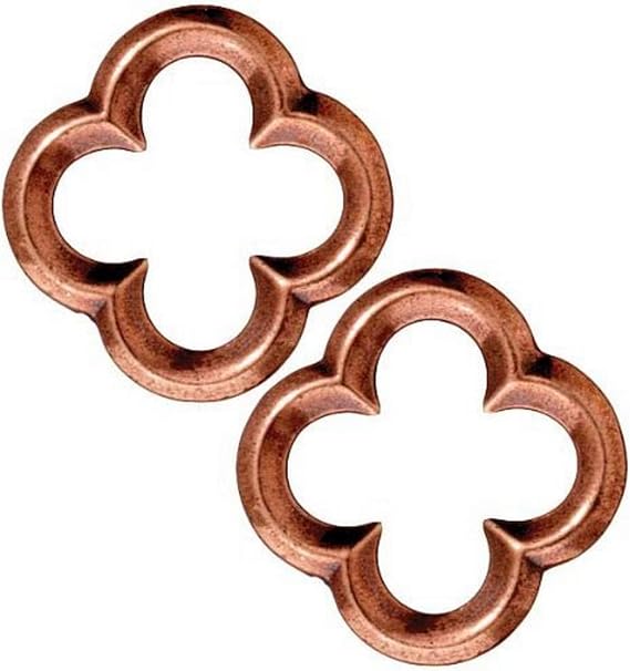 TierraCast Quatrefoil Ring Charm, 21.6mm, Antiqued Copper Plated Pewter, 4-Pack