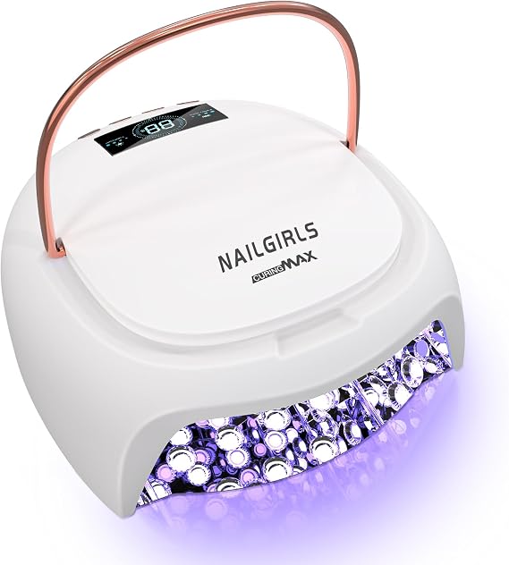 NAILGIRLS 80W Professional Cordless Nail Lamp, Rechargeable Fast-Dry Light with Smart Sensor, Intelligent LCD Display & 4 Timer Settings Nail Curing Lamp for Salon-Quality Gel Manicures