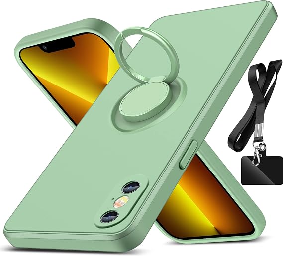 for iPhone Xs Max Case,with 360Rotatable Ring Holder Mint Green