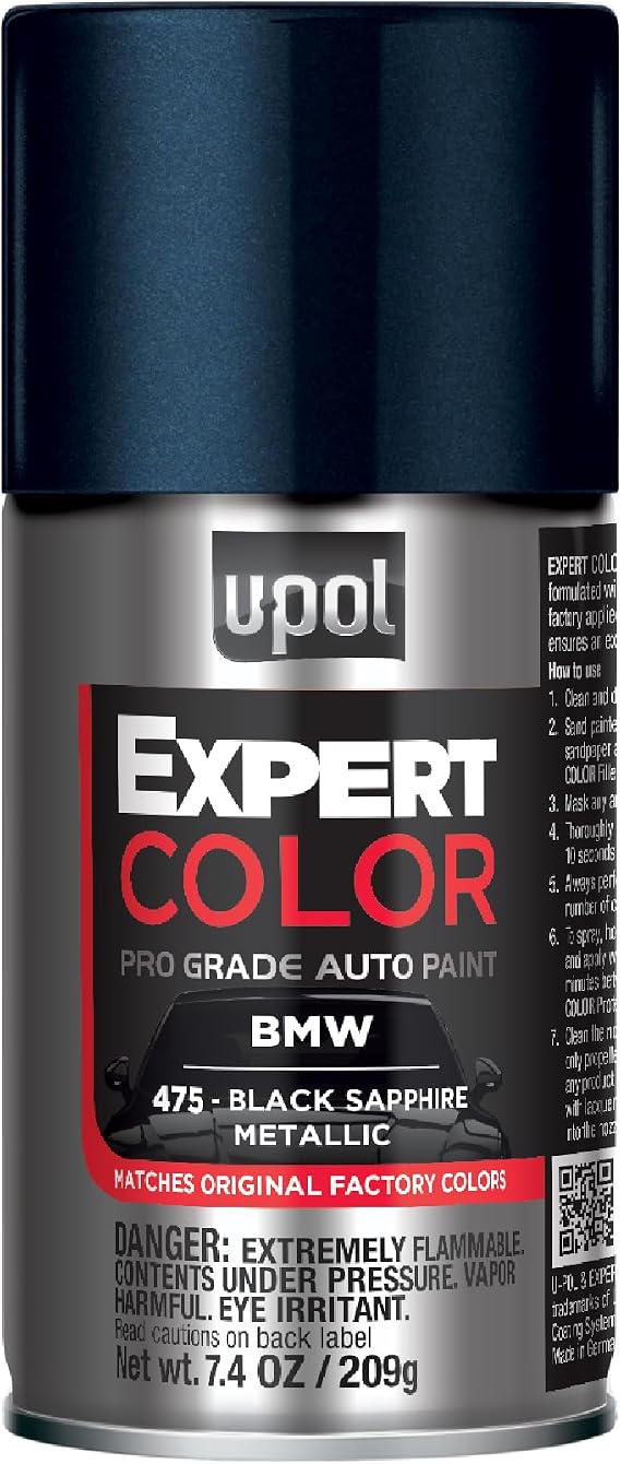 U-POL Expert Color, For BMW 475, Black Sapphire Metallic | Automotive Spray Paint, Professional Grade, Long-Lasting, Easy-To-Use