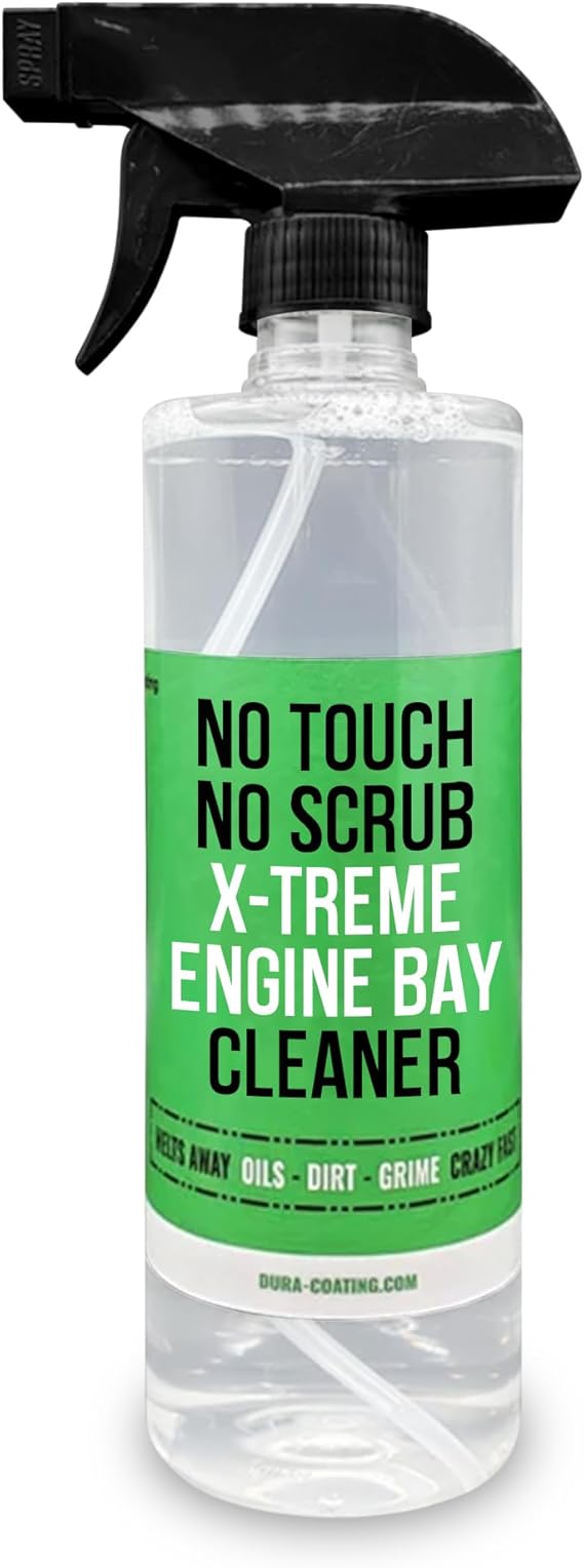 Dura-Coating Engine Bay Cleaner - No Touch Cleaning, Spray and Rinse, Effective on Baked Oil & Grease Residue, Ideal for Old, Worn Engine Bays, Heavy-Duty Cleaning Ability, 16oz Bottle