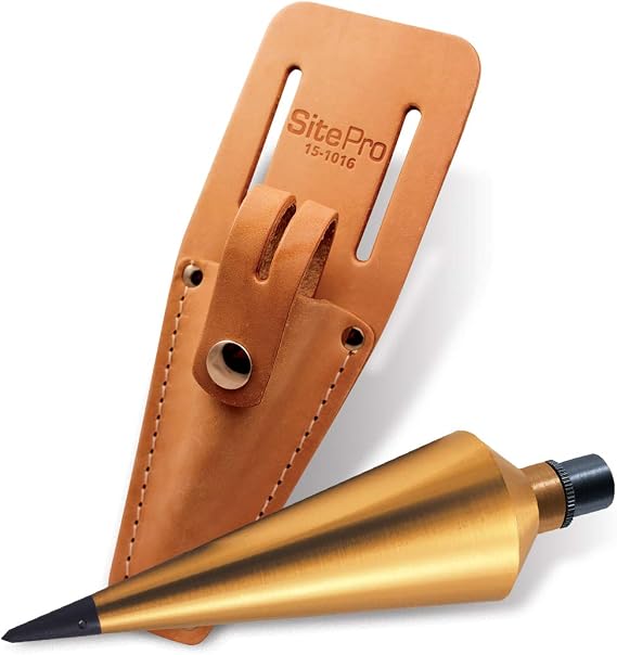 16 oz Brass Plumb Bob with Leather Sheath (15-016S)