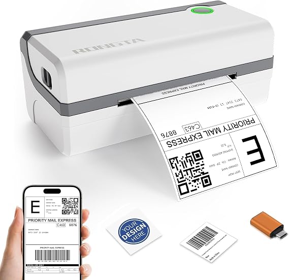 Rongta Bluetooth Thermal Shipping Label Printer, Wireless 4x6 Label Sticker Printer for Shipping Packages for Small Business, Support iPhones, Compatible with Windows macOS Android and iOS