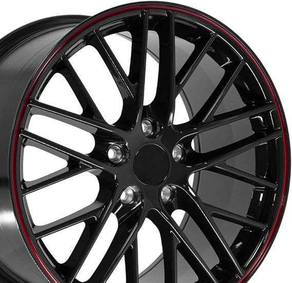 OE Wheels CV08B 19 Inch Rim Fits Corvette C6 ZR1 Style 5x120.65 19x10 Gloss Black Redline - Hollander 5402 1