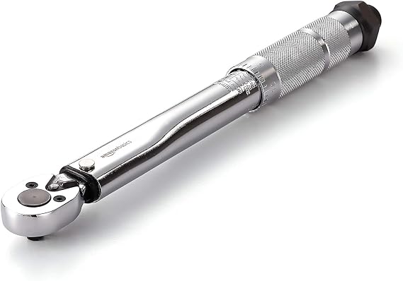 Amazon Basics 1/4-Inch Drive Click Torque Wrench, 35-200 in.-lb/3.95-22.5 Nm, Adjustable Ratchet with High Contrast Dual Range Scales, Steel Construction