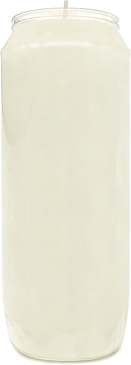 Hyoola 9 Day Prayer Candles 7" Tall Pillar Candles for Religious, Memorial, Party Decor, Vigil and Emergency Use - Vegetable Oil Wax in Plastic Jar Container, White (1 Pack)