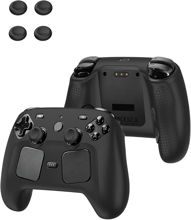 Case for Steam Controller 2 Game Console Controller with Thumb Grips, Slim Soft Silicone Protective Cover, Anti-Scratch, Shockproof, Black