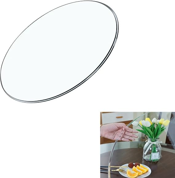 16IN-20IN- 21IN -23IN Round Clear Tempered Glass Table Top, Tempered Glass Turntable,1/2" Thick Glass Glass Table Top,for Dining Table, Coffee Table, Home(5OCM(19.6IN))
