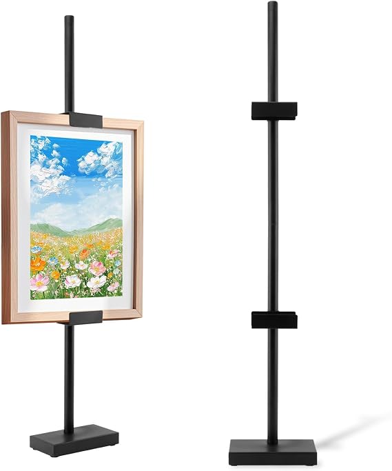 Tabletop Picture Frame Stand, Adjustable Tabletop Easel Stand-Up to 29" H Frame Holder Stand Table Easels, Metal Standing Easel Display Stand for Picture Frames, Artwork, Canvas(COLOR:Black)