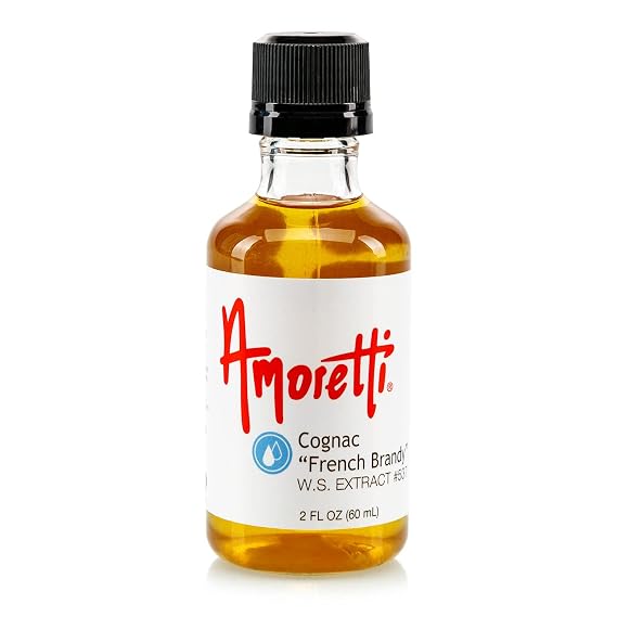 Amoretti - Cognac "French Brandy" Extract 88% alc. Water Soluble 2 oz - Highly Concentrated & Perfect For Pastry, Savory, Brewing, and more, Preservative Free, Vegan, Kosher Pareve, Keto Friendly