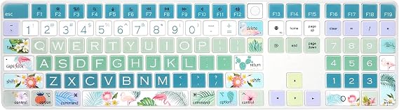 Keyboard Cover Skin for 2021 New Apple iMac Magic Keyboard (Model: A2520) with Numeric Keypad and Touch ID, Cute Printing Silicone Keyboard Protector, Flamingo