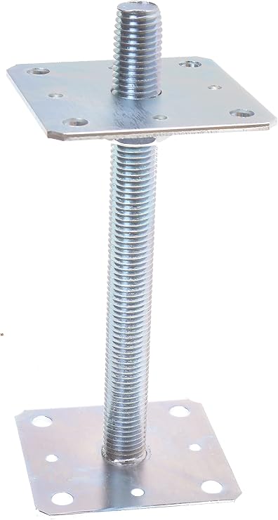 Post Support Height Adjustable 110 x 110 mm M20 Support Base Made of Galvanised S235 Steel Post Shoe Adjustable with 4 mm Material Thickness Post Anchor for Wooden Posts