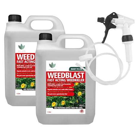 Weedblast Fast Acting Weedkiller 2 x 5 Litre with Long Hose Trigger (Ready to use), See Results Within 24 hours