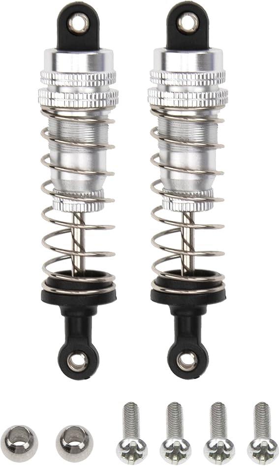 2Pcs Vgoohobby Aluminum Alloy Shock Absorber Damper Suspension Upgrade Parts Compatible with WLtoys 144001 1/14 RC Car Buggy (Silver)
