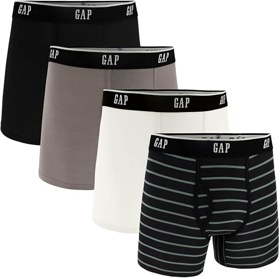 GAP Men's Underwear, Ultra Soft Modal Fabric with Fly Pouch Boxer Brief for Men, 4-Pack