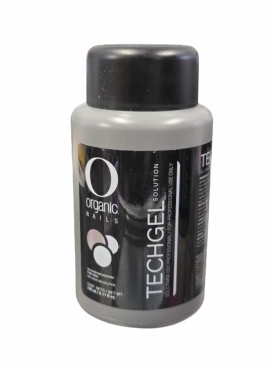 Organic Nails Techgel Polymorized Gel Liquid Solution 8 Fl. Oz. Bottle for Odorless Gel Nails - 240 ml