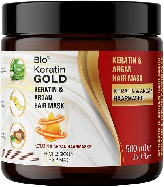 Hair Care with Argan and Horsetail Collagen, Keratin & Plant Extracts, Professional Care for Dry and Damaged Hair (Keratin & Argan Mask 500 ml)