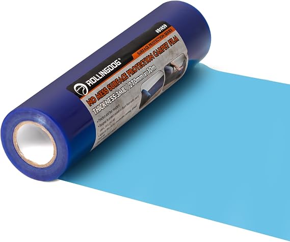 ROLLINGDOG 3Mil Carpet Protective Film Anti-Tear Carpet Protection Film | 11in x100ft Plastic Protector Film for Carpets construction painting use,for DIY & workers,easy peel off