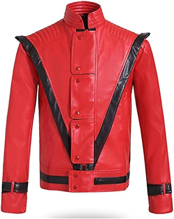 Chiguo Michael Jackson Cosplay Costume Michael Jackson Thriller Red Stage Clothes Performance Clothes Tops Jacket Coat Adult and Child Unisex Cosplay Costume Outerwear