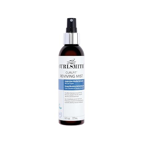 CURLSMITH CurlFit Reviving Mist, Micellar Hair Refresher Spray for Curls, Post Workout Scalp Refresh, NonAerosol Dry Shampoo Alternative (6 oz)