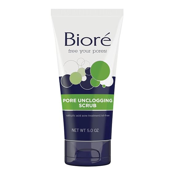 Biore Pore Unclogging Scrub With Salicylic Acid, Oil Free, 5 Oz