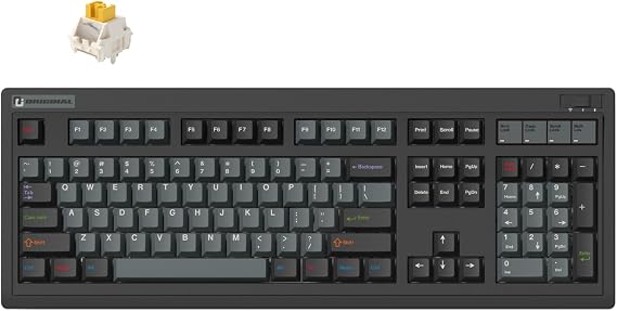 FLESPORTS OG104 Retro Tri-Mode Mechanical Keyboard, Full-Size Gasket Mount Hot Swappable Gaming Keyboard, PBT Keycaps, 4000mAh for Mac/PC - Pre-lubed Creamy Linear Switches | Black