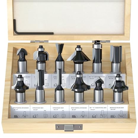 Tungsten Carbide Router Bits Set with 1/2-Inch Shank
