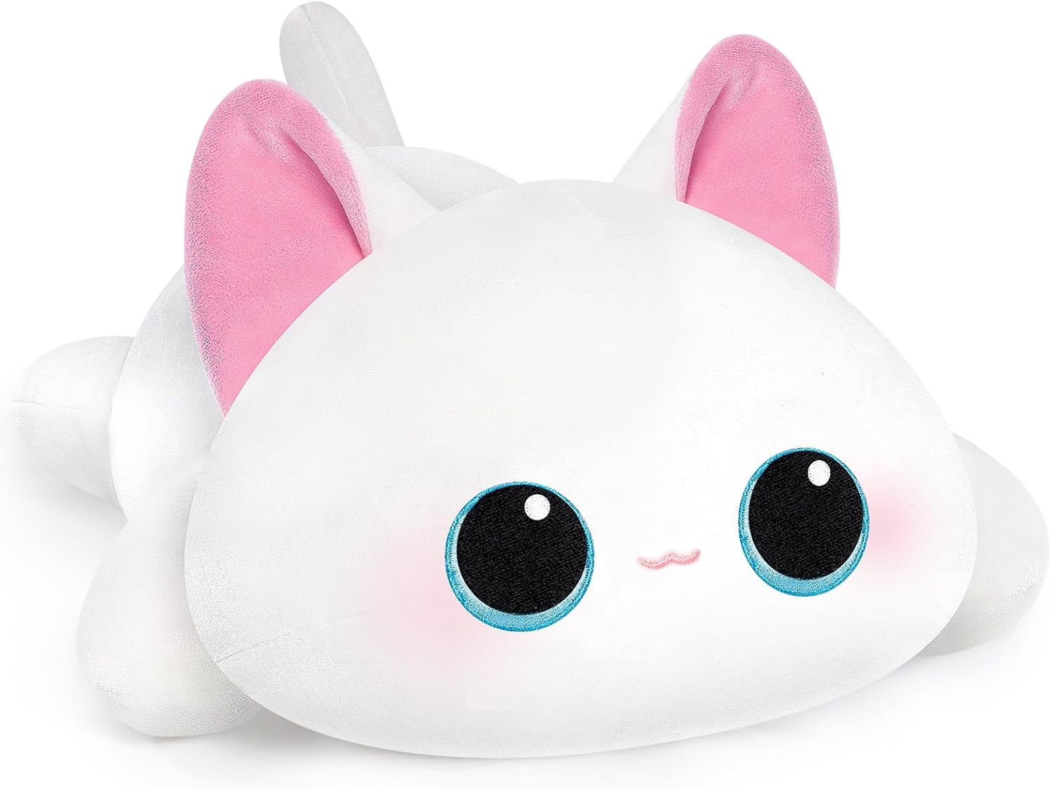 Cute Cat Plush Pillow, Kawaii Plushies White Cat Stuffed Toys, Squishy Plushies, Cuddle Body Pillow for Kids &amp; Girls
