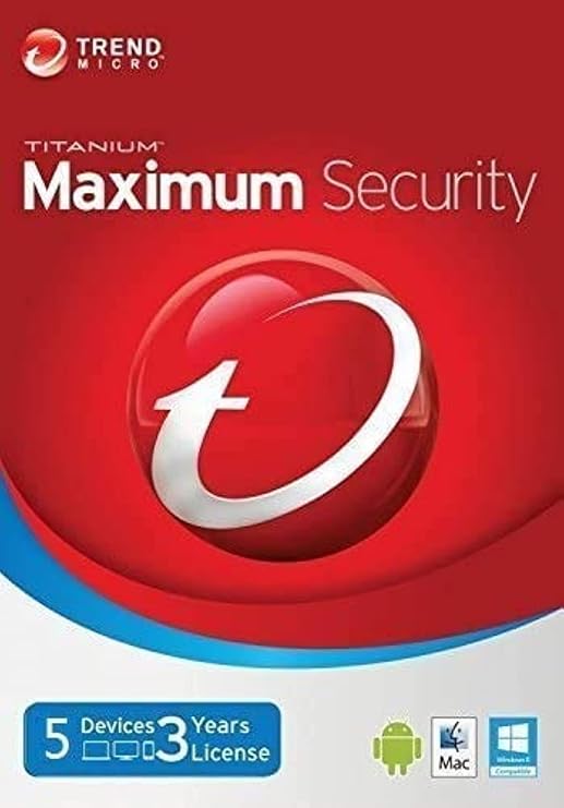 Trend Micro Maximum Security 5 Devices 3 Years for PC, Mac, Android & IOS