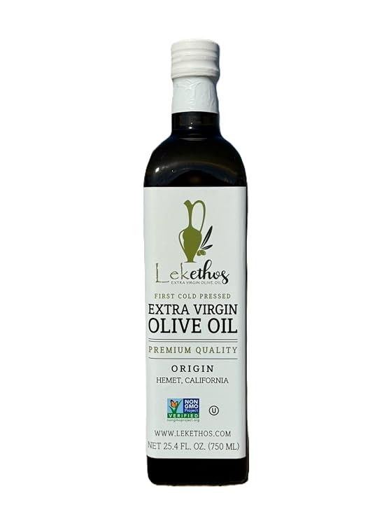 Lekethos Extra Virgin Olive Oil California Cold Pressed, Premium Small Batch, Estate Grown, Pure Non-GMO Olive Oil, High Polyphenol, First Cold Press, Healthy Cooking Oil 750ml Bottle