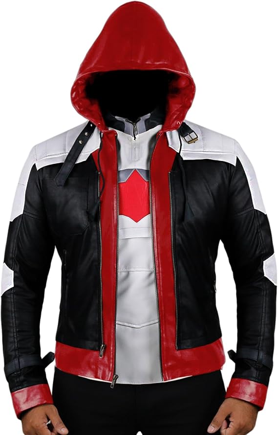 Replica Style Red Hood Men's Faux Leather Jacket + Vest