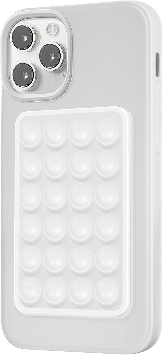 MAYNOS Silicone Suction Phone Case Adhesive Mount- Phone Sticky Grip for iPhone and Android, Hands-Free Sticky Cell Phone Grip, Mobile Fidget Mirror Holder for Selfies and Videos Translucent