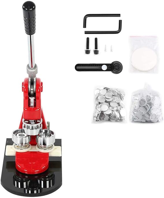Badge Maker Machine Set, Button Badge Maker Interchangeable with 1000 Pcs Free Circle Button Parts and Cutter Ergonomics Designed Steel Handle for Personalised Badges,5.8cm