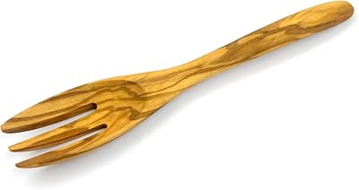 WONDERFUL 100% Natural Olive Wood Fork, 7 Inch Reusable Handmade Natural Wood Flatware, Perfect for Dessert, Safe & non-toxic for Kids 1 pc
