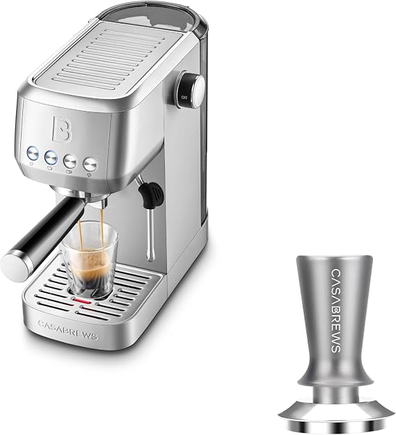 CASABREWS Espresso Machine 20 Bar, Professional Espresso Maker & 51mm Tamper Grey