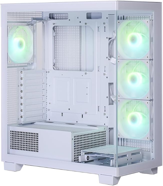 KRC-AT01W Professional PC Case ATX Tower Front/Side Glass Panel Pillarless Simple Standard, White
