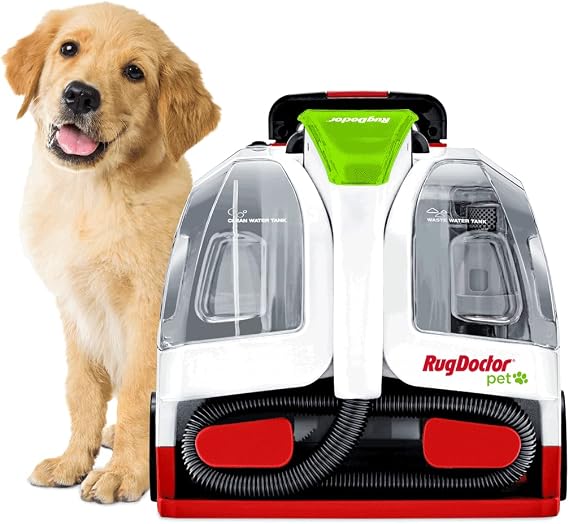 Rug Doctor Pet Portable Spot Cleaner, 2X Suction Power, Lightweight Pet Carpet Cleaner Machine, Pro-Grade Power Removes Stains & Odors from Rugs, Carpets And Upholstery | Dual-Action Pet Tool Picks Up Pet Hair and Removes Stains and Odors, Wheels and Retractable Handle Makes Maneuvering Easy