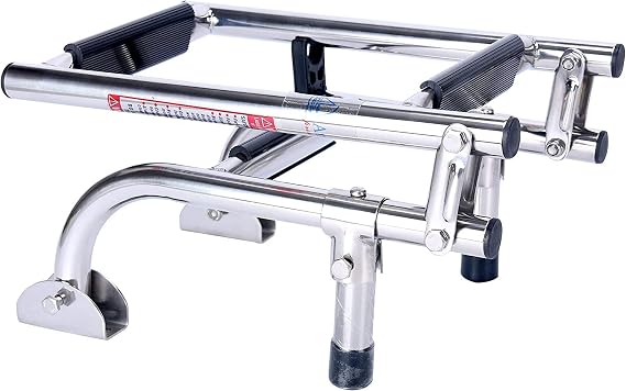 Amarine 3-Step Stainless Steel Stern Mount Pontoon Boat Ladder with Rubber Grips