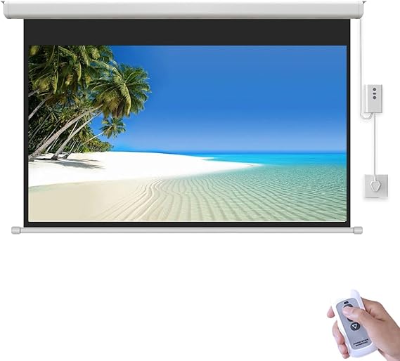 Motorized Projector Screen 50"/60"/72",16:9 4K HD Electric Projector Screen Wall Mounted Ceiling Movie Screen for Indoor Outdoor Cinema(60in/153cm)