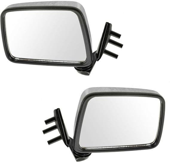 2 Piece Driver and Passenger Side Mirror Assembly Set Manual Folding Manual Adjustment Non-Heated No Memory Chrome 3-Pin for 1986-1994 Nissan D21 1995-1997 Pickup