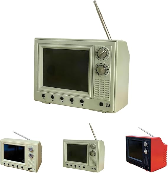 2026 New Mini Cartoon Portable TV, Rechargeable Retro Mini TV Cartoon Player with Vintage Design, Miniature Display for Dollhouse Scenes, Collectible Decor, Desktop Ornament (Green)