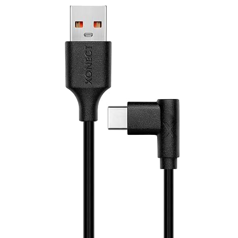 USB to Type-C ile Uyumlu iPhone ve Samsung ile Uyumlu Hızlı Şarj ve Data Kablosu 100 cm L Tipi Gaming (Siyah)