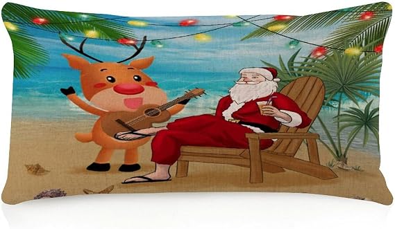 Elegant Body Pillow Case Cover with Zipper 12x20in Christmas Santa Claus Reindeer Beach Home Decoration Bedding Throw Pillow Summer Sea Animals Plants Throw Pillow Cases for Office Gallery Bedroom