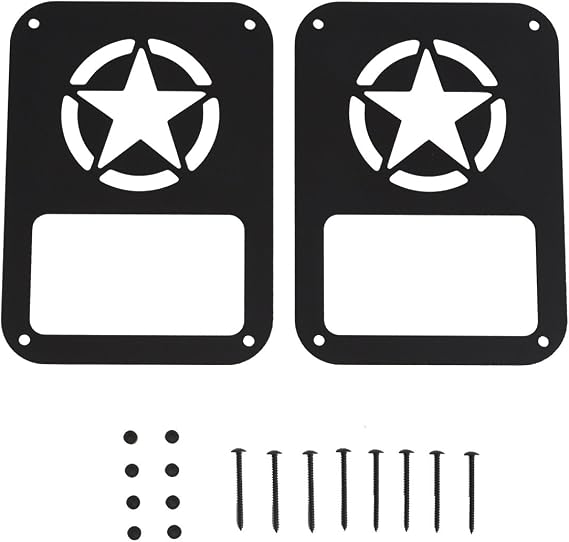 JK Star Taillight Cover Tail Lamp Guard Cage for Jeep JK Wrangler 2007-2018 - Pair