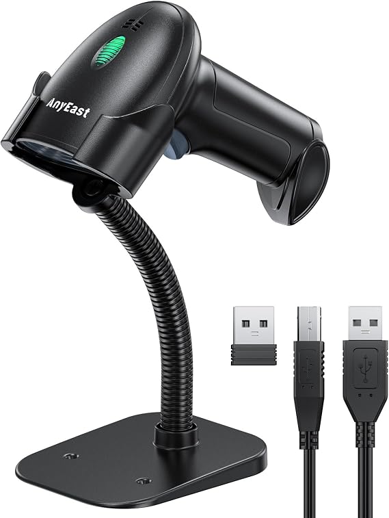 Bluetooth Barcode Scanner, 1D 2D Wireless Reader Scanner with Stand
